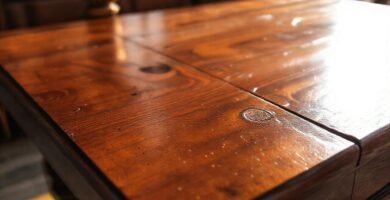 Una mesa antigua brilla con elegancia