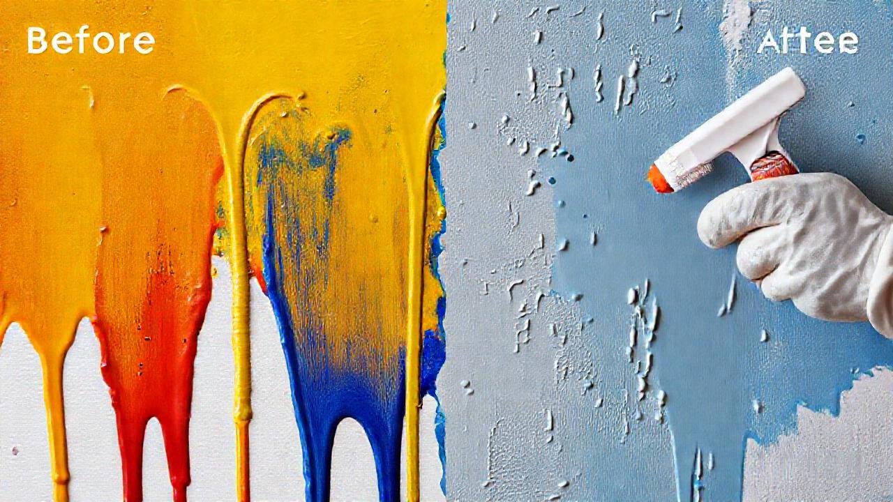 Pintor frustrado limpia la pintura derramada