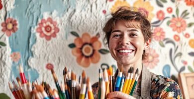 Un artista crea un mural vibrante