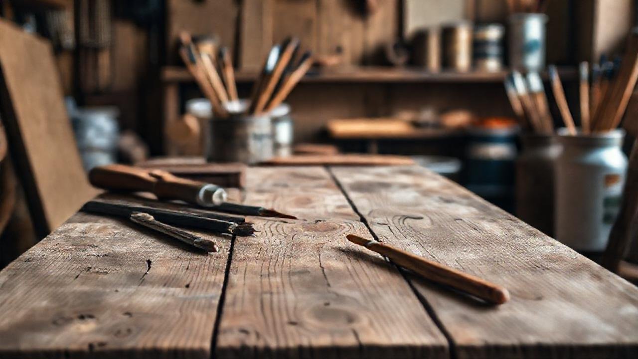 Una mesa de carpintería, detallada y profesional