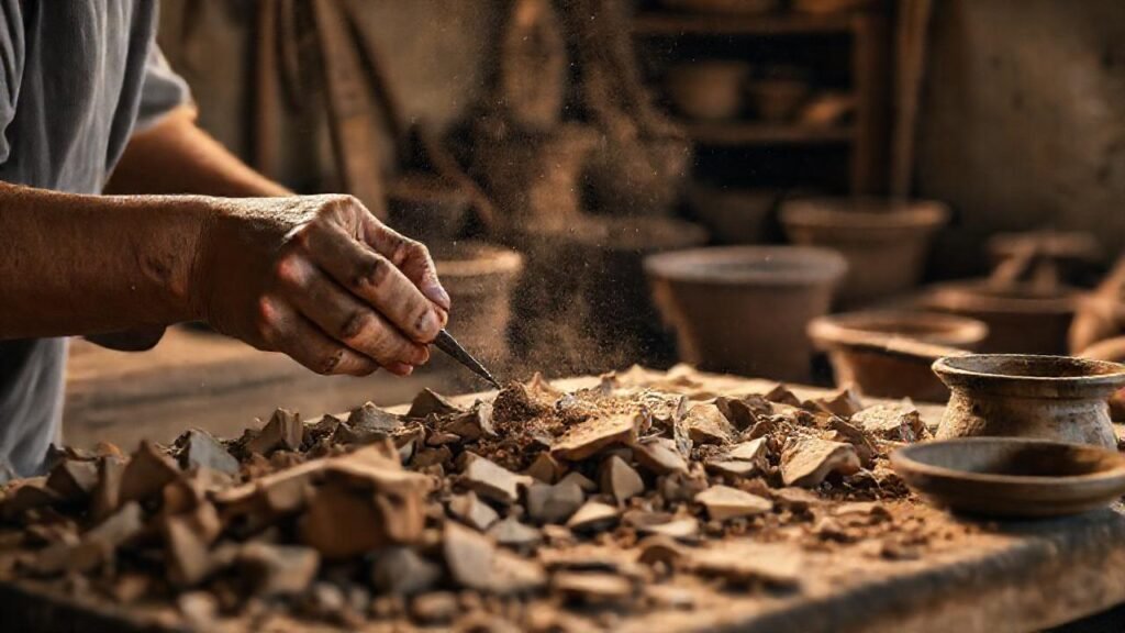 Restaurando antigüedades con delicada precisión