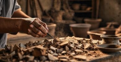 Restaurando antigüedades con delicada precisión