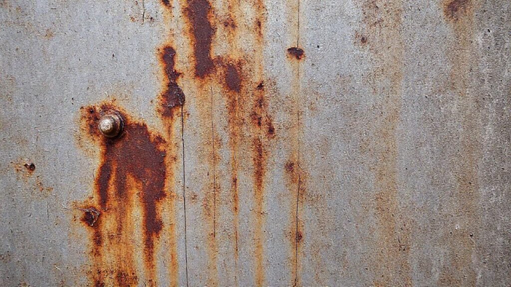 Un muro de metal oxidado y húmedo