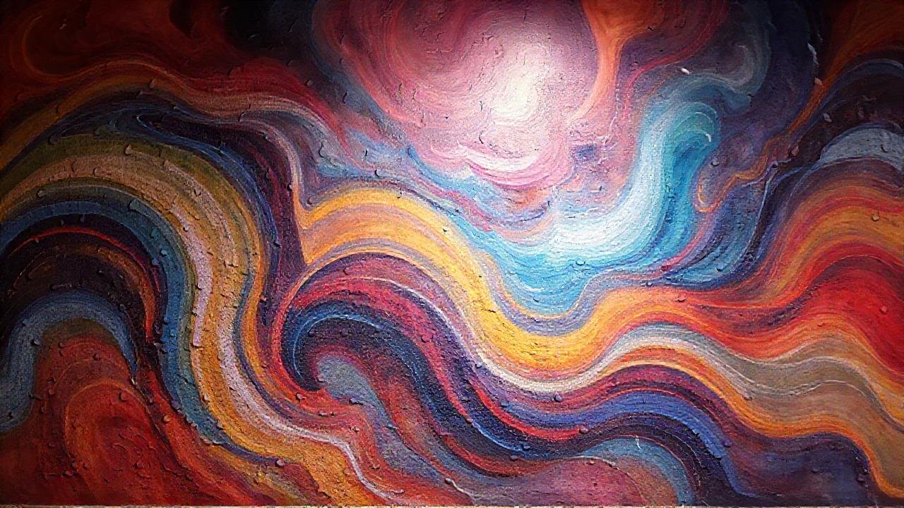 El mural abstracto irradia serenidad vibrante