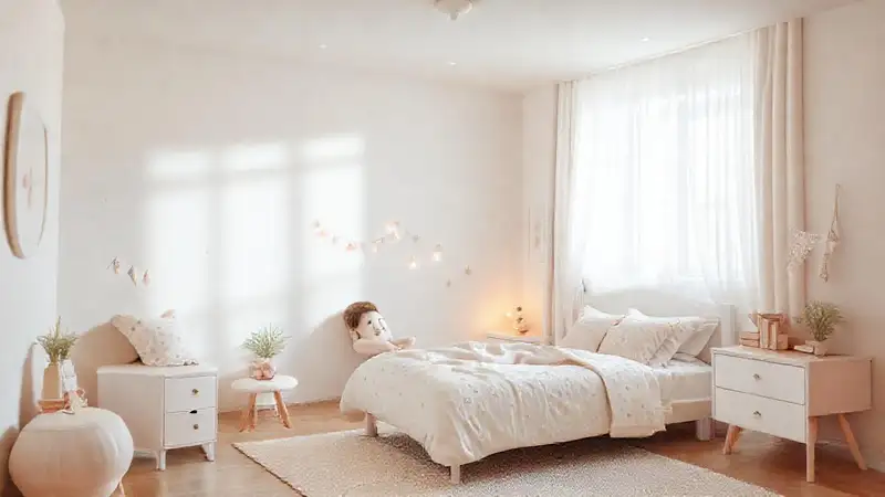 Un dormitorio infantil tranquilo y suave