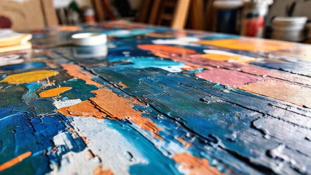 Una mesa pintada crea efecto artístico