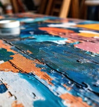 Una mesa pintada crea efecto artístico