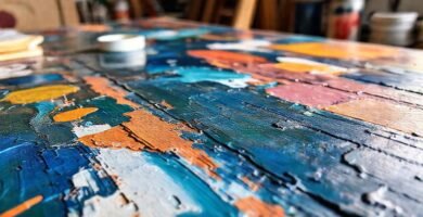 Una mesa pintada crea efecto artístico