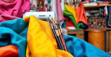 Un estudio creativo borda colores vibrantes