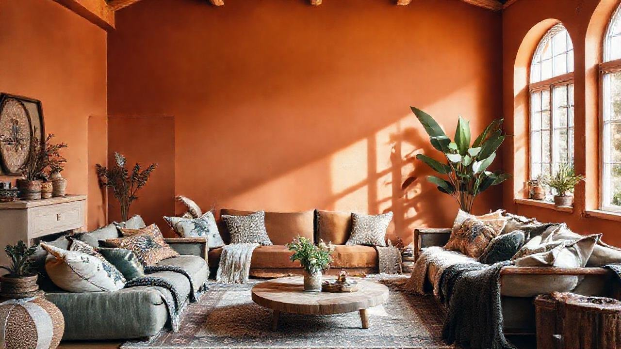 Un salón cálido, bohemio y acogedor