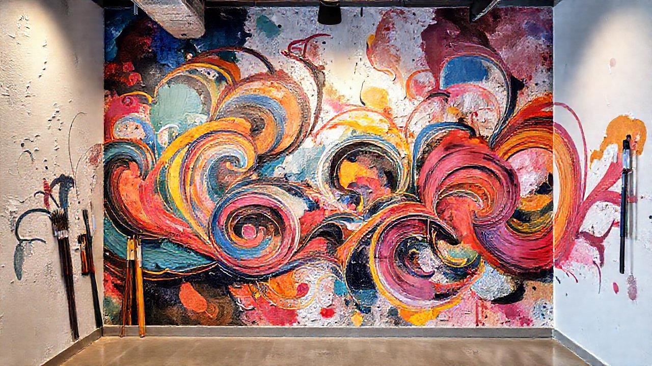 Un artista crea un mural vibrante
