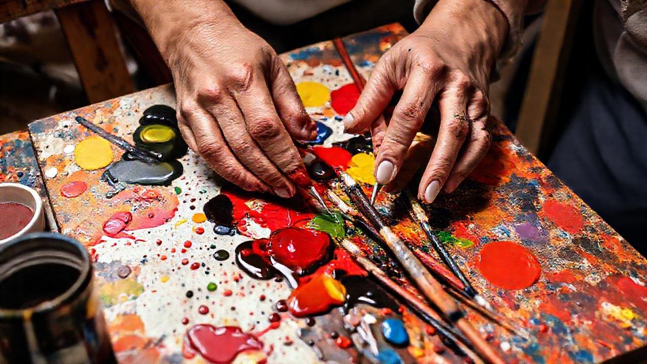 Pintores crean obras con color y detalle