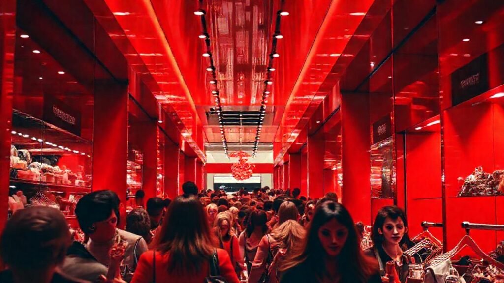 Las paredes rojas crean una atmósfera cautivadora