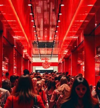 Las paredes rojas crean una atmósfera cautivadora