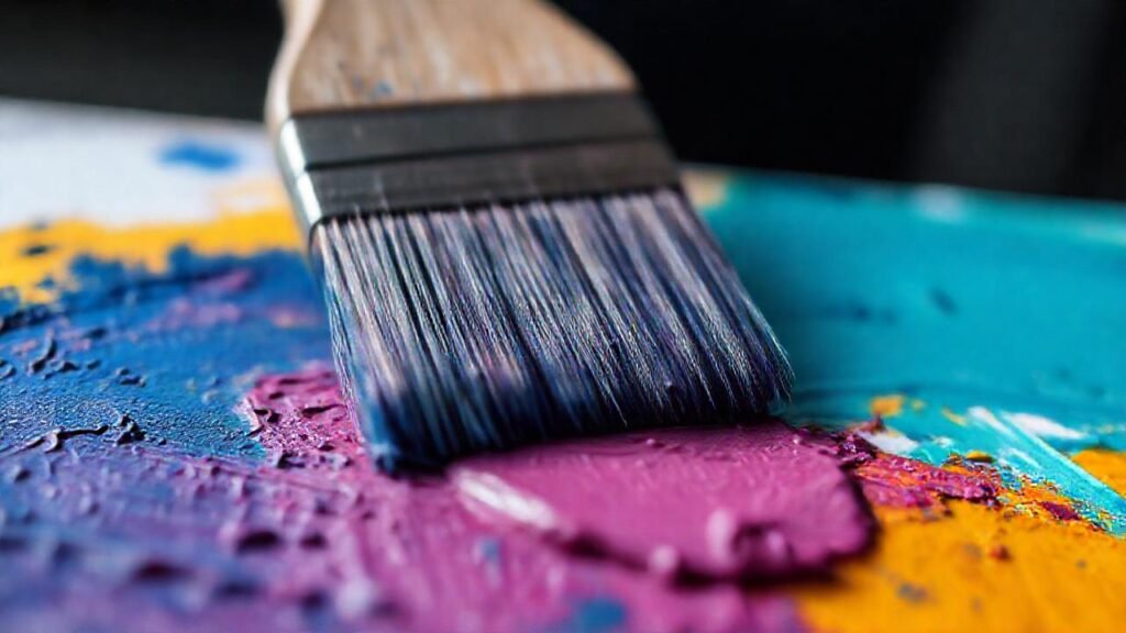 Pincel de pintura crea volumen artístico
