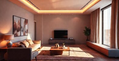 Diseño de interiores digitalmente elegante y vibrante