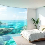Un dormitorio tranquilo con tonos azules