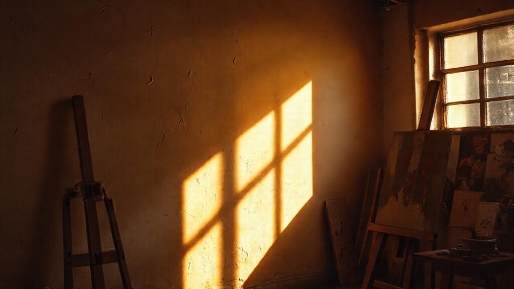 El estudio del pintor proyecta sombras dramáticas