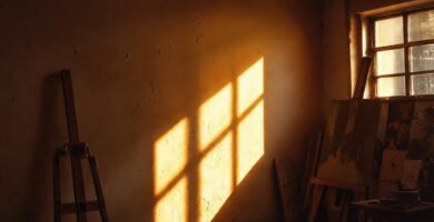 El estudio del pintor proyecta sombras dramáticas