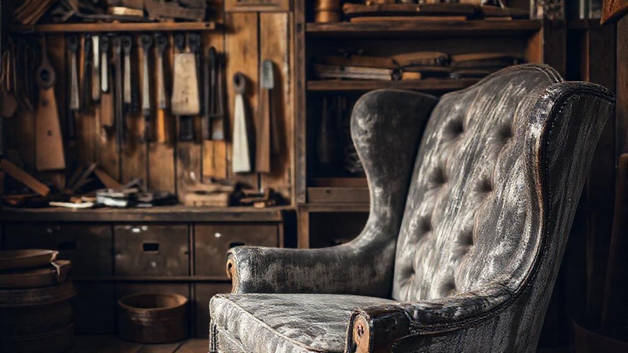 Un sillón rústico crea ambiente acogedor