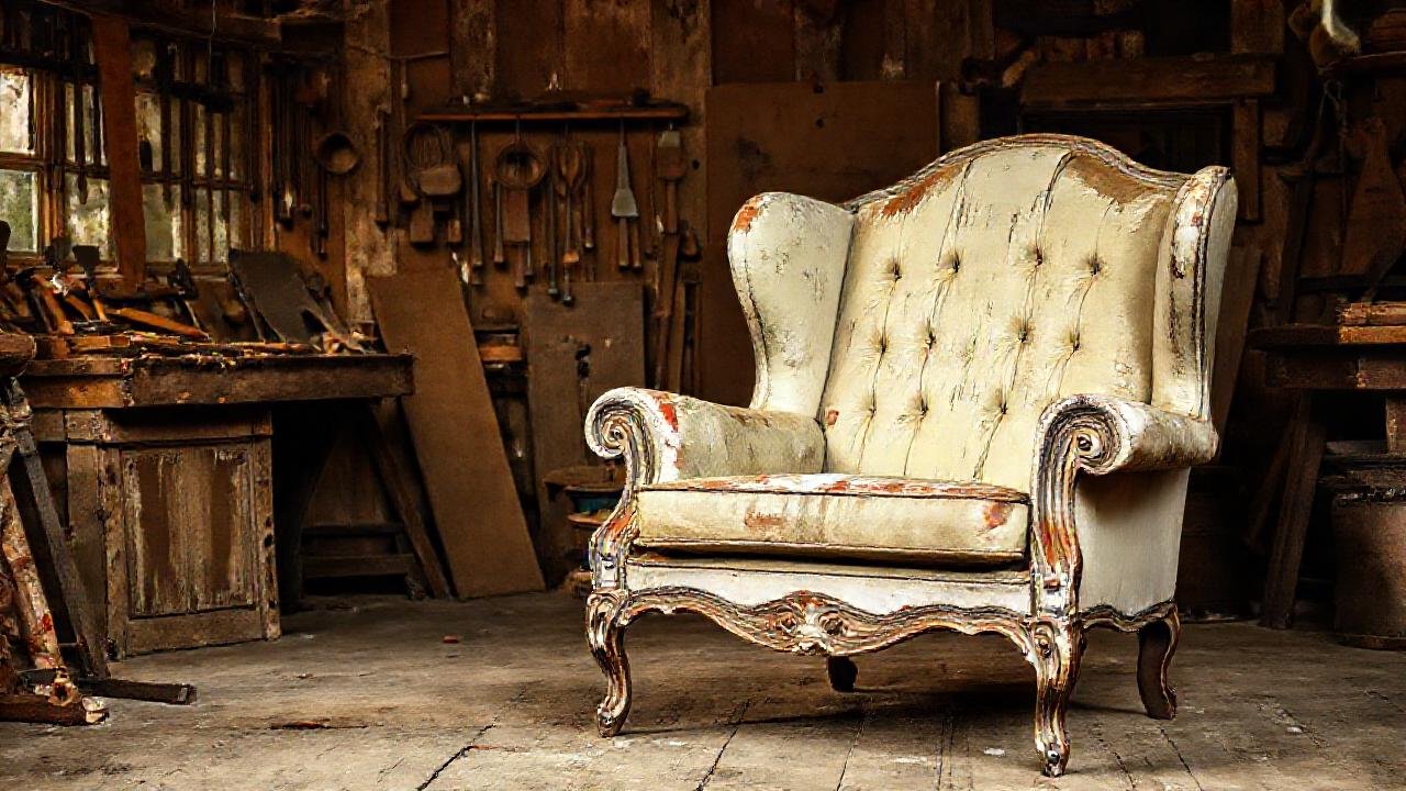 Un sillón vintage crea un ambiente acogedor