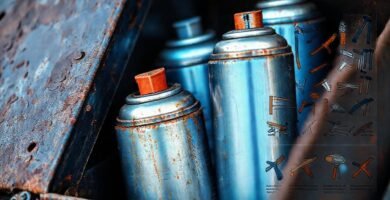 Metal oxidado y herramientas brillantes