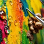 Pintura de hongos en laboratorio brillante