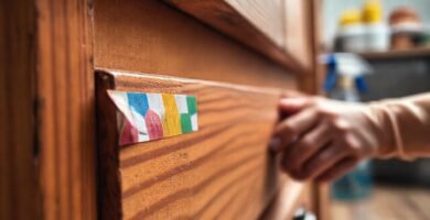 Residuo de cinta en muebles limpios