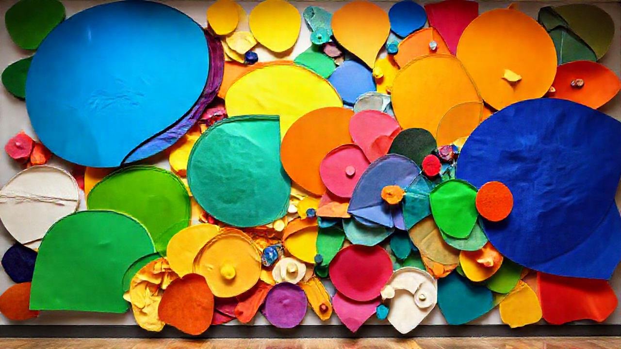 Instalación artística moderna de color intenso