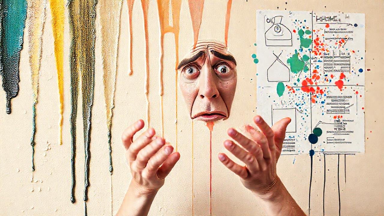Un diseñador frustrado pinta una pared