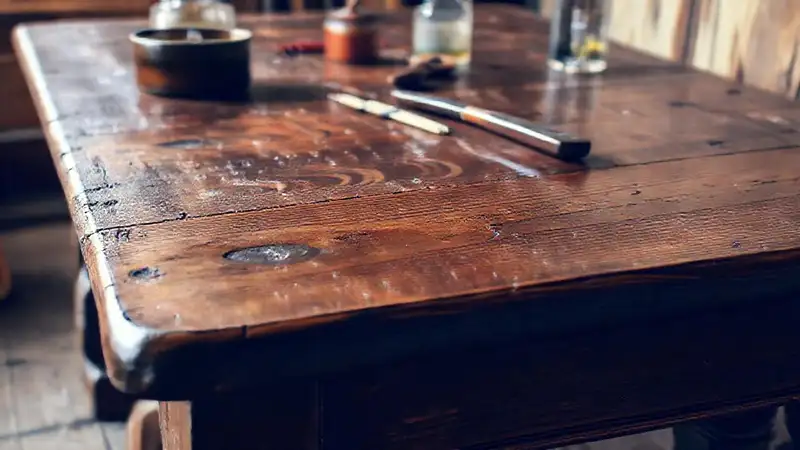 Restauración cuidadosa de una mesa antigua