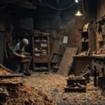 Un artesano frustrado y herramientas dañadas