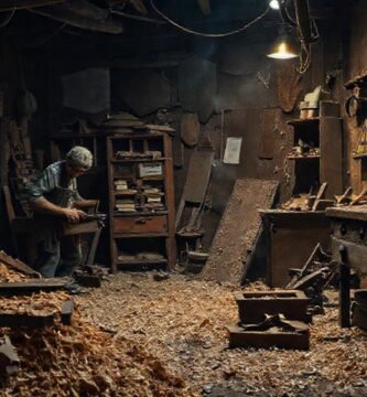 Un artesano frustrado y herramientas dañadas