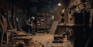 Un artesano frustrado y herramientas dañadas