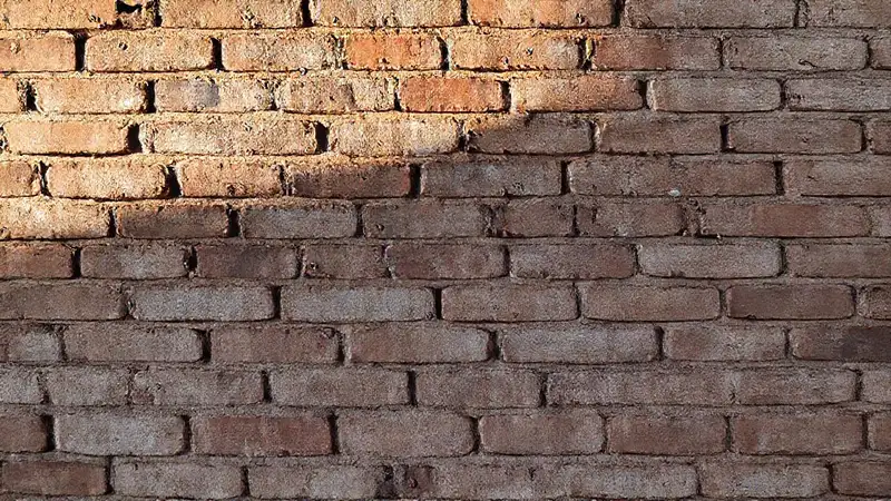 Pared de ladrillo antiguo, cambio de color