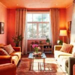 Un salón acogedor y colorista
