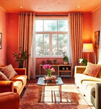 Un salón acogedor y colorista