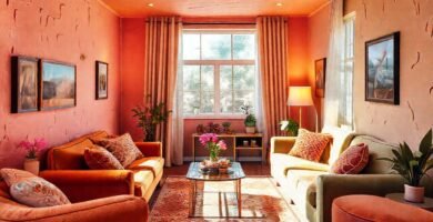 Un salón acogedor y colorista
