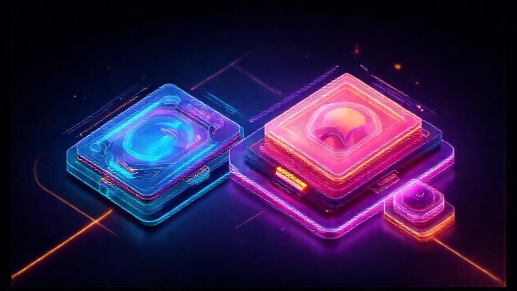 Diseño digital futurista y tridimensional vibrante