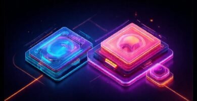 Diseño digital futurista y tridimensional vibrante
