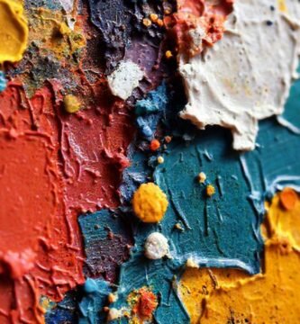 Texturas pintadas vibrantes se mezclan creativamente