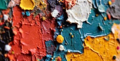 Texturas pintadas vibrantes se mezclan creativamente