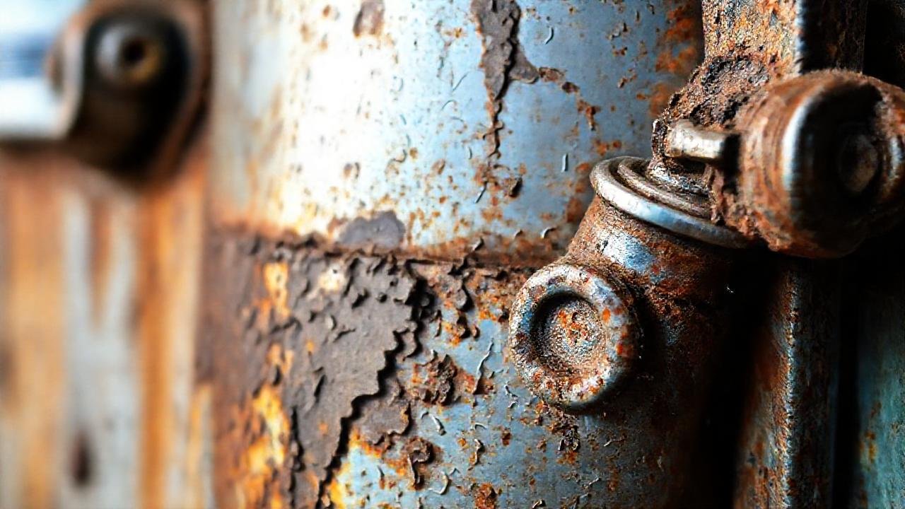 Metal oxidado, pintura y luces técnicas