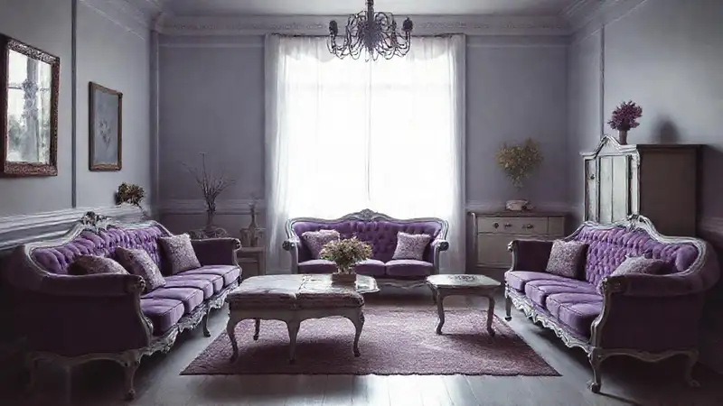 Muebles antiguos, violeta y serenidad