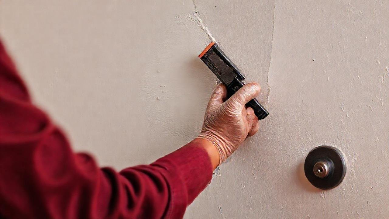 Un artista controla la pared con pintura