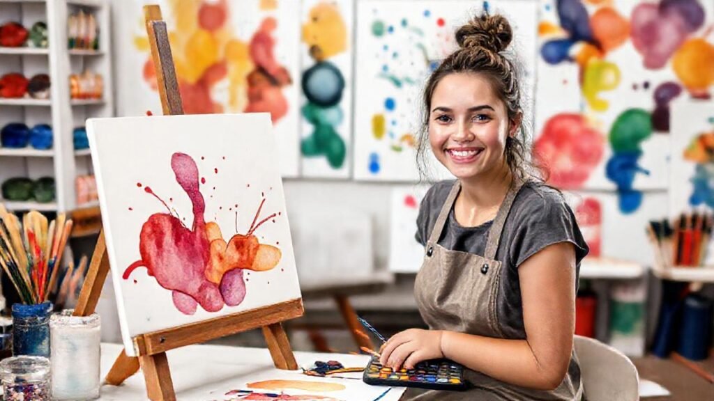 Un pintor principiante aprende arte colorido