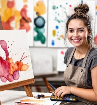 Un pintor principiante aprende arte colorido