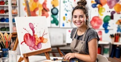 Un pintor principiante aprende arte colorido