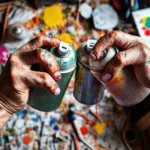 Pintura vibrante en caos creativo