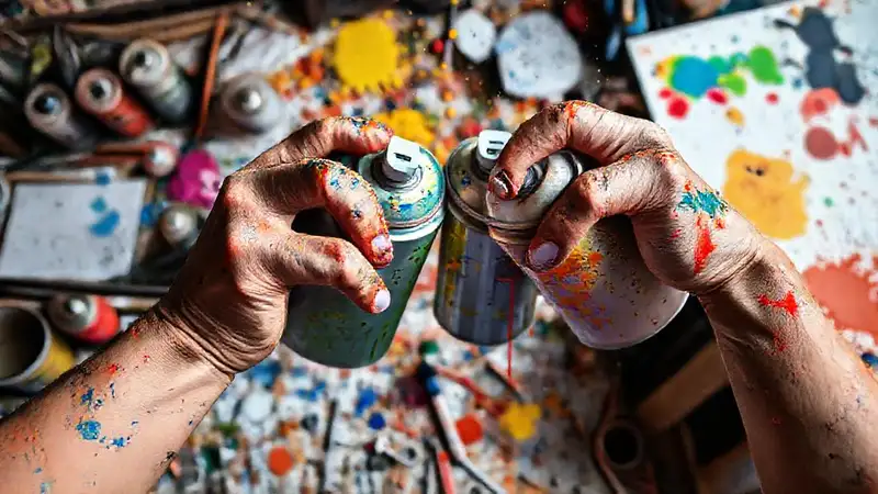 Pintura vibrante en caos creativo